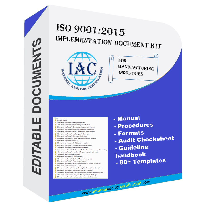 ISO9001:2015 Document Kit (M) – Internal Auditor Certification