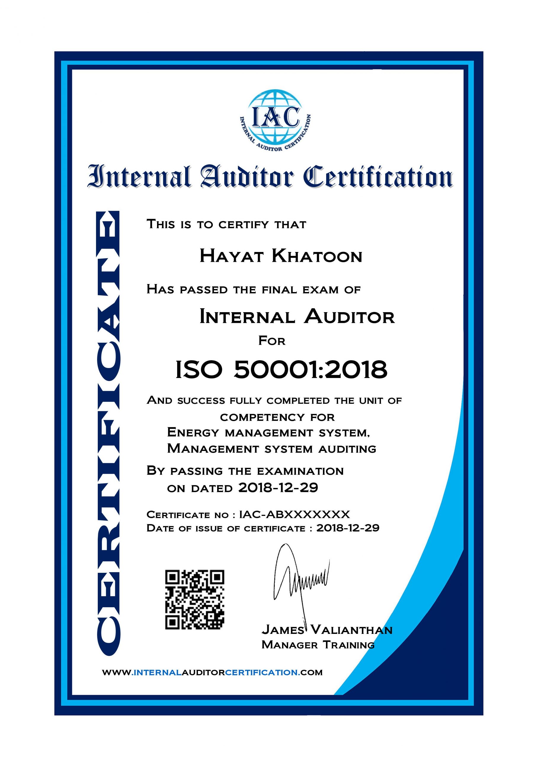 ISO 50001:2018 Internal auditor Course Internal Auditor Certification